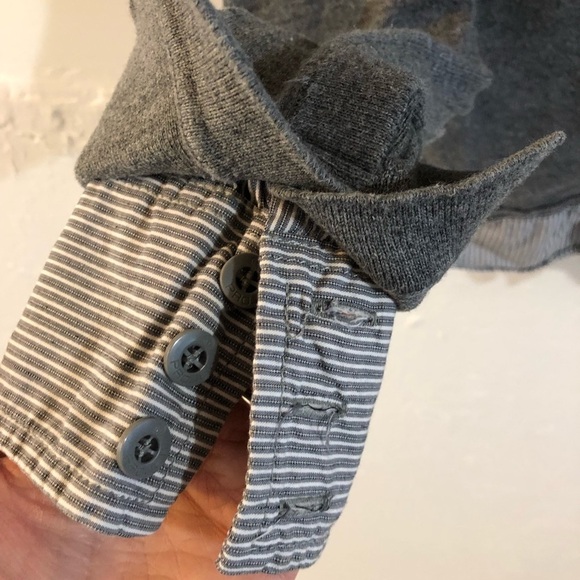 Projek Raw Button up Grey Sweater with Fooler shirt underneath. Unisex SMALL - Picture 5 of 15